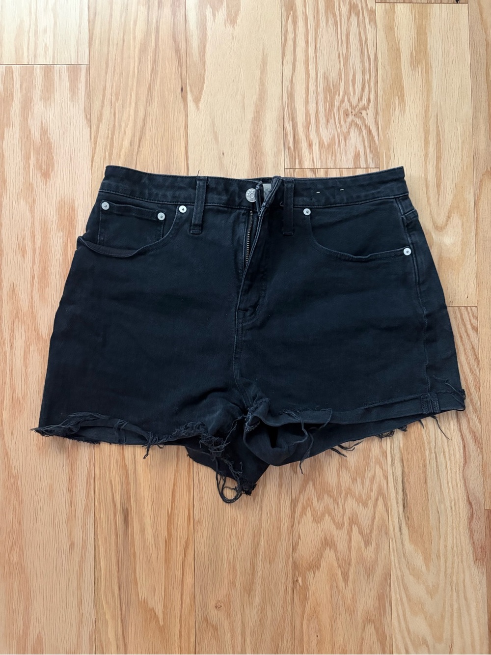 Madewell Black Curvy High-Rise Cutoff Denim Shorts